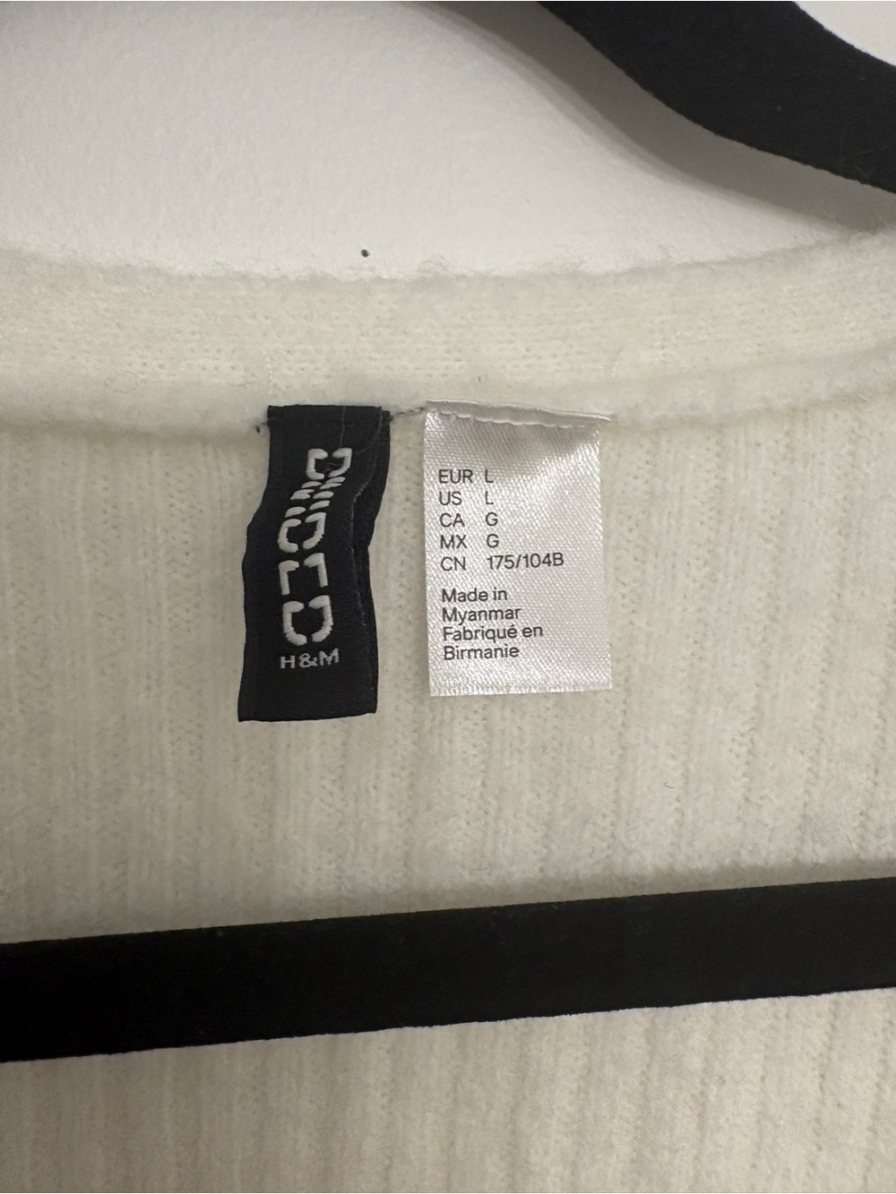 H&M Cream Ribbed Tie-Front Cropped Top - Picture 4 of 4